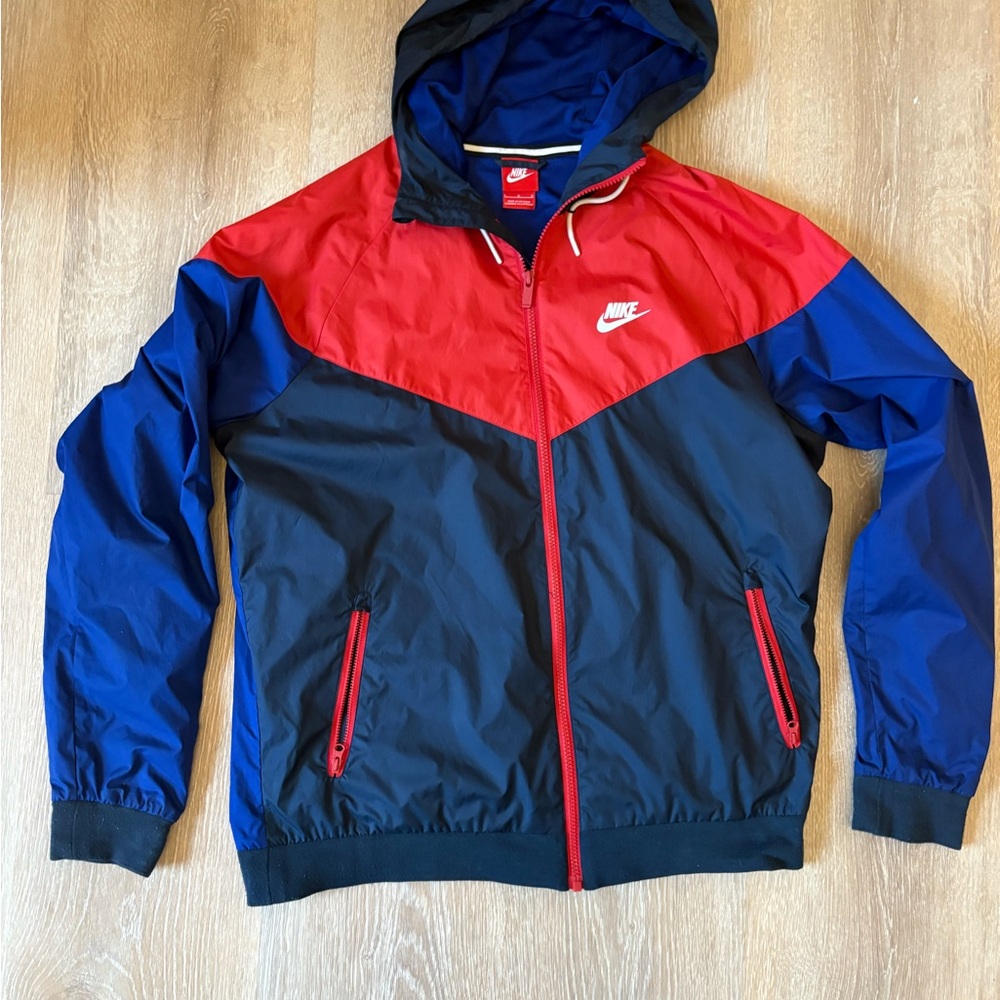 Nike Jacket Mens Large Blue Windrunner Lightweight Lined Hooded Outdoor 00s Vtg